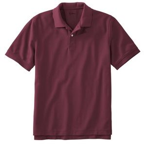 L.L. BEAN POLO COLLAR SHIRT COTTON DEEP WINE BURGUNDY SHORT SLEEVES